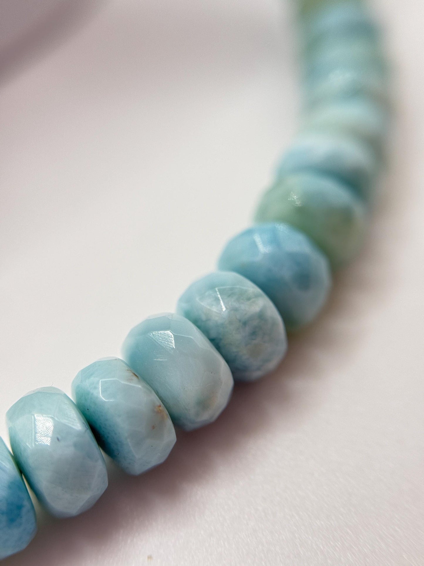 Larimar Round Bead Necklace Ocean Blue Gemstone Necklace Minimalist Jewelry Gift