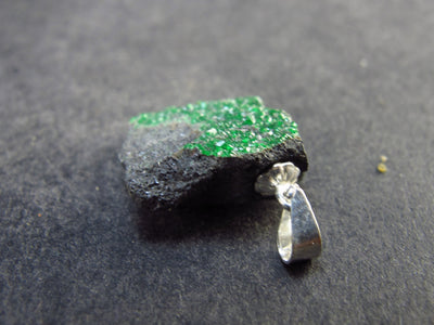Uvarovite (Green Chromium Garnet) Cluster Silver Pendant From Russia - 1.0" - 3.39 Grams