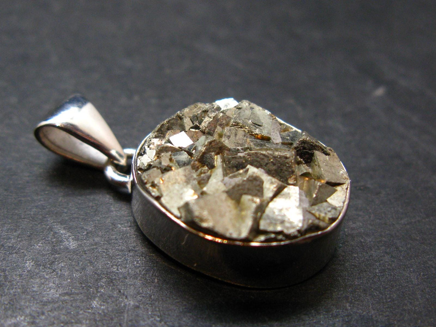 Pyrite Silver Pendant From Peru - 8.13 Grams - 1.2"