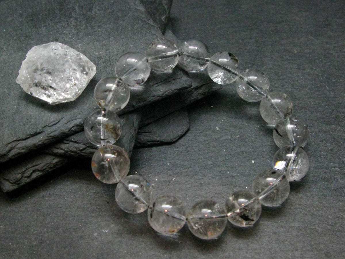 Herkimer Diamond Genuine Bracelet ~ 7 Inches ~ 12 mm Round Beads