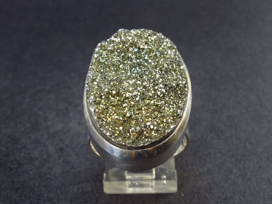 Large Raw Pyrite Silver Ring From Peru - 14.4 Grams - Size 9