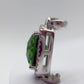 Green Helenite Cushion Cut Halo Pendant – Sterling Silver Statement Gemstone Necklace Pendant