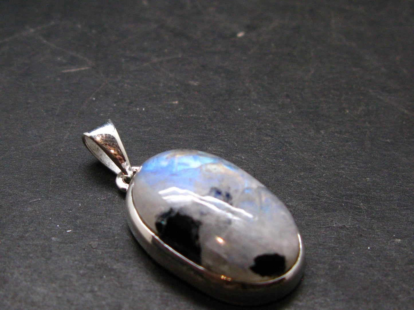 Natural Glow From Inside Moonstone Silver Plated Pendant - 1.3" - 6.31 Grams