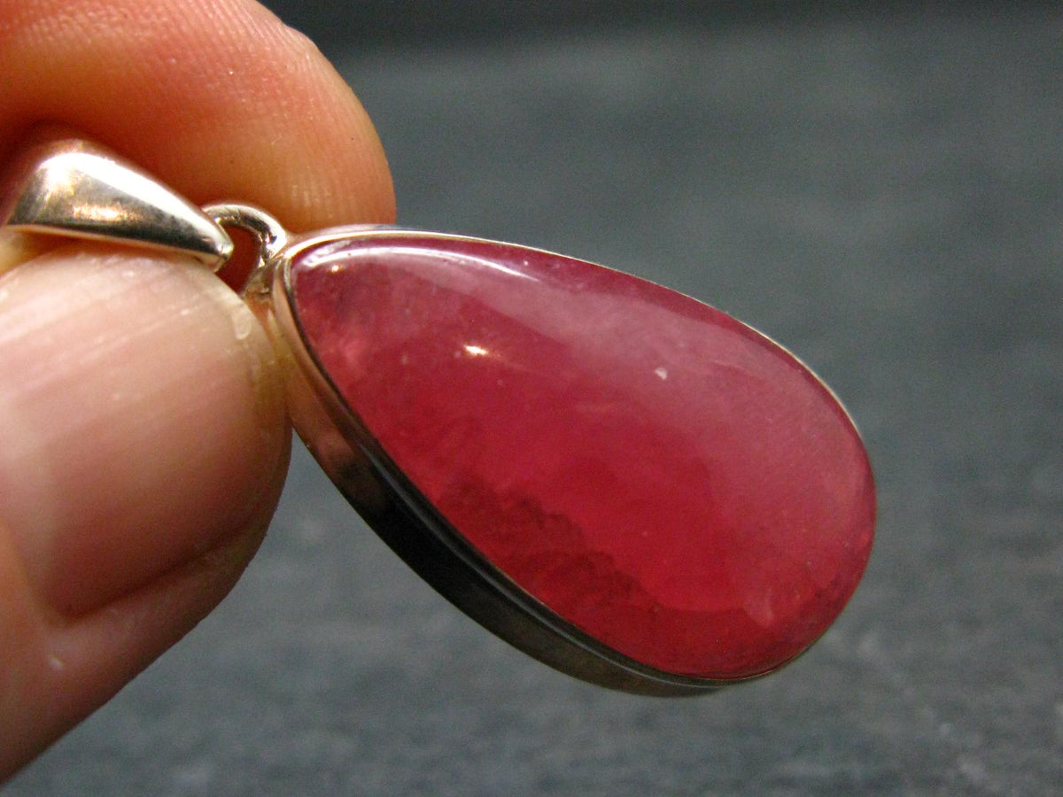 Rare Rhodochrosite Sterling Silver Pendant From Argentina - 1.5" - 7.09 Grams