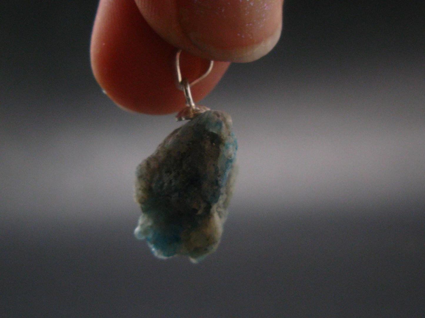 Rare Raw Blue Euclase Gem Crystal Silver Pendant from Zimbabwe - 0.6" - 2.0 Grams