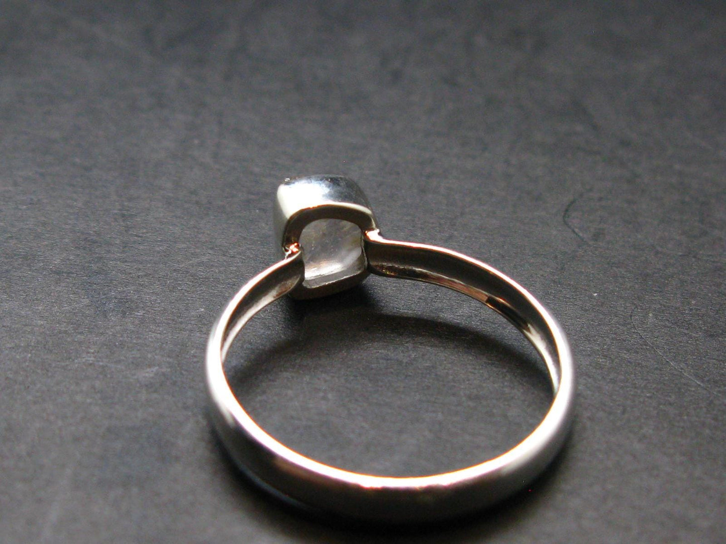 Gray Herderite Silver Ring from Africa - Size 8 - 1.86 Grams