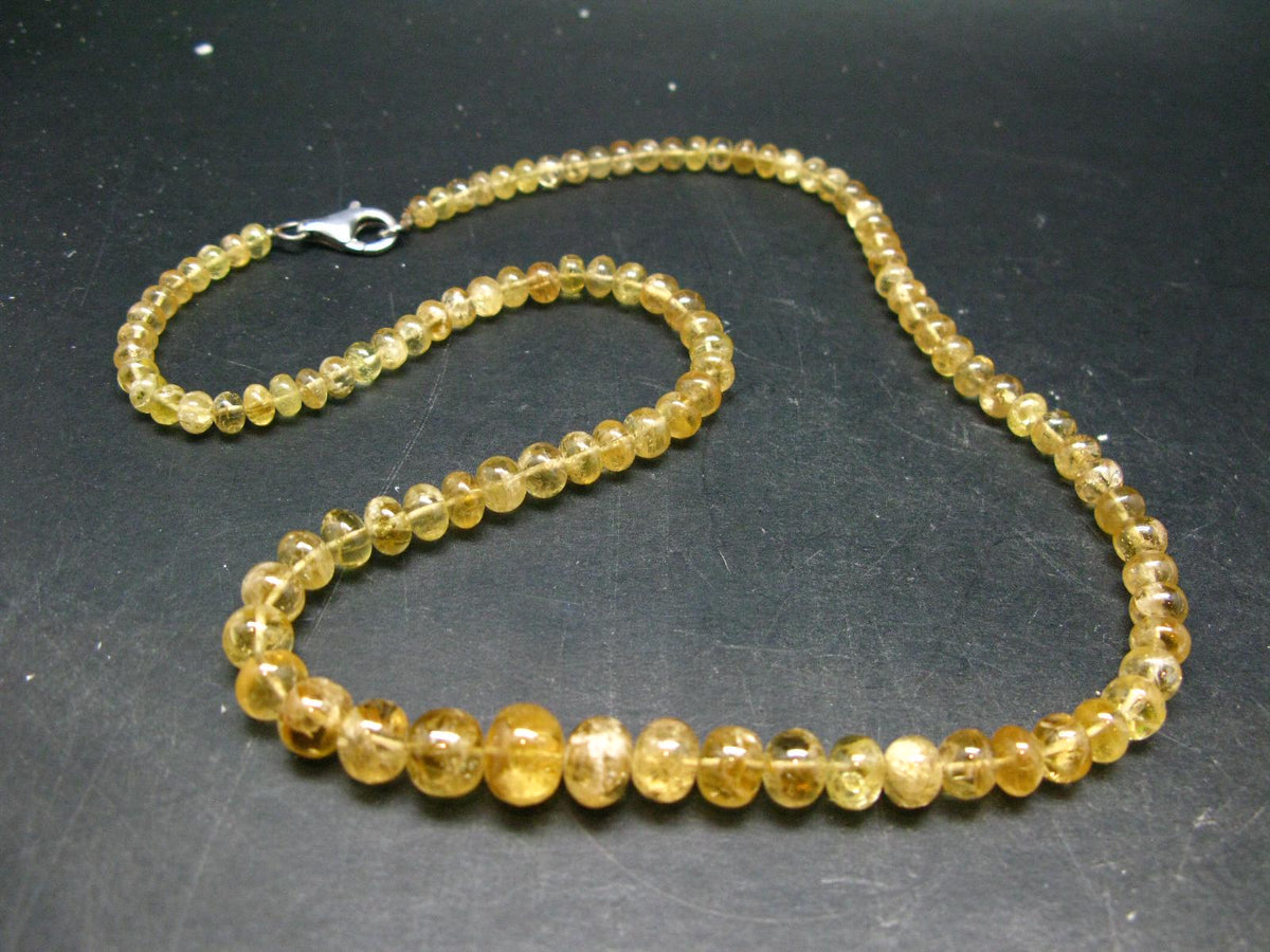 Gem Gold Agni Danburite Silver Necklace From Tanzania - 20'' - 194 Carats