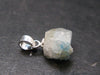 Rare Raw Blue Euclase Gem Crystal Silver Pendant from Zimbabwe - 0.5" - 1.10 Grams