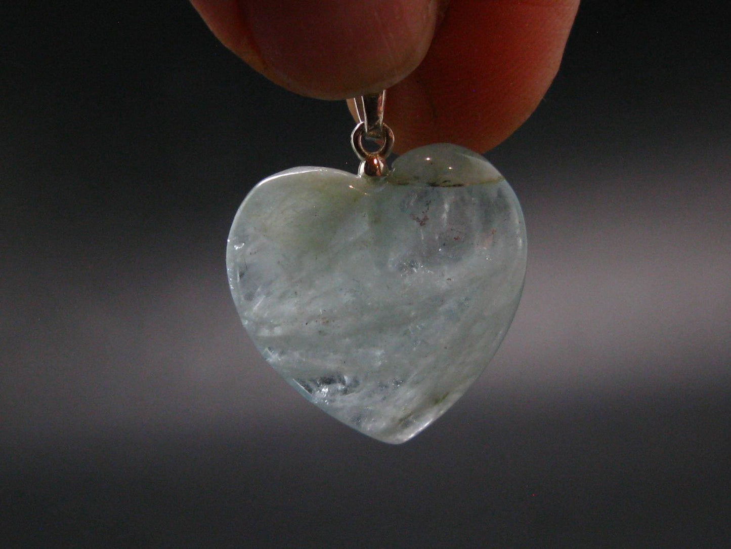 Aquamarine Gem Sterling Silver Heart Pendant From Brazil - 1.0" - 3.51 Grams