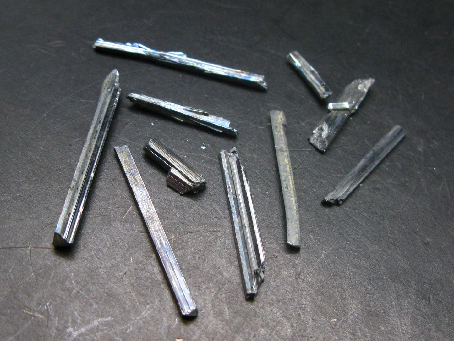 Lot of 10 Large Stibnite Crystals from China - 10 Grams