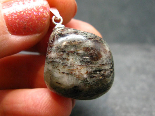 Tumbled Astrophylite Astrophyllite Silver Pendant From Russia - 1.1"