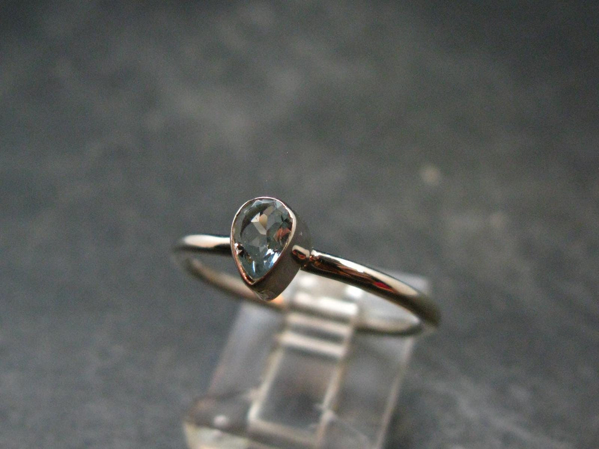 Genuine Facetted Aquamarine Gem Sterling Silver Ring - Size 9 - 1.95 Grams