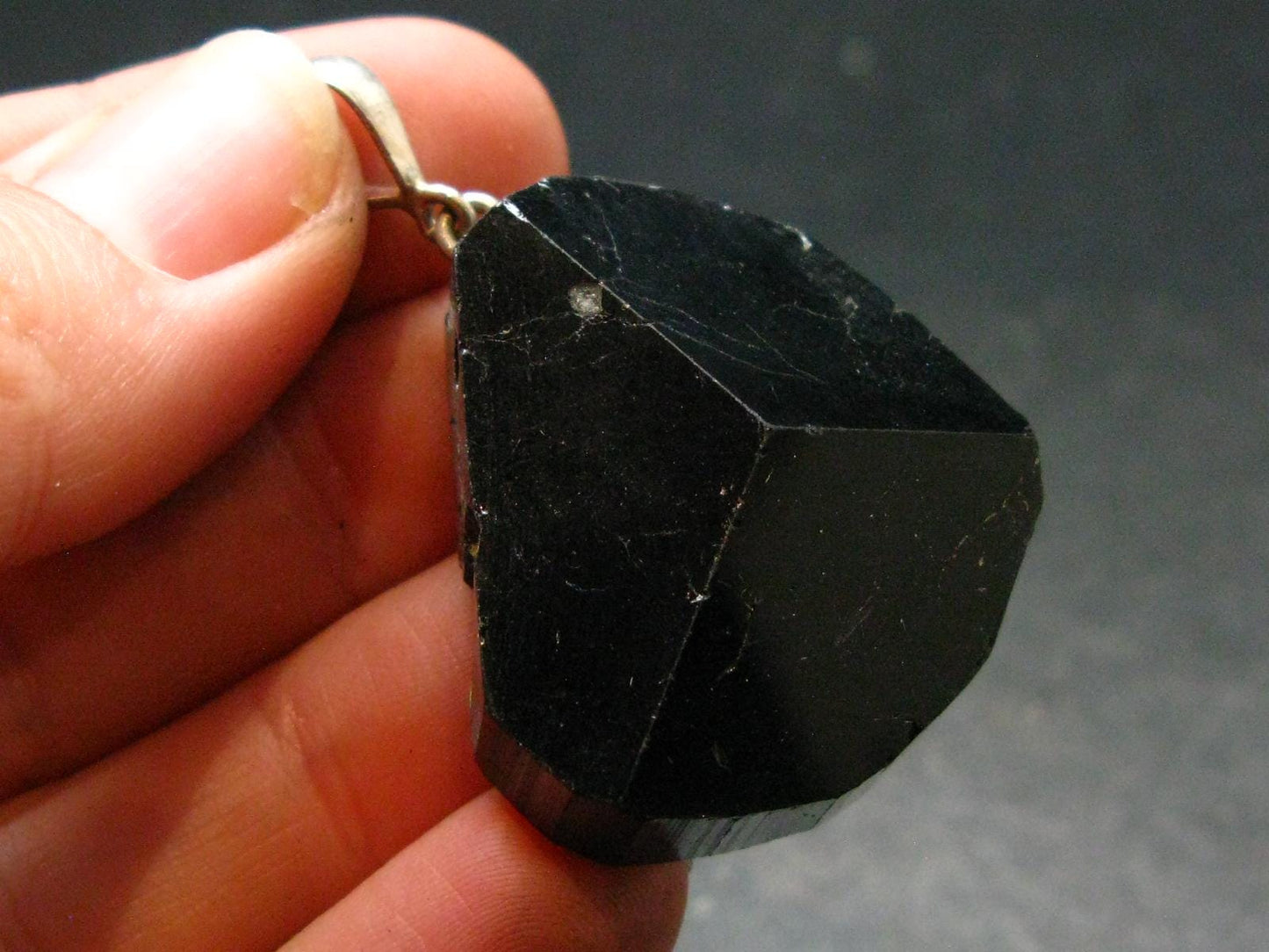 Black Tourmaline Schorl Silver Pendant From Brazil - 1.7" - 18.75 Grams