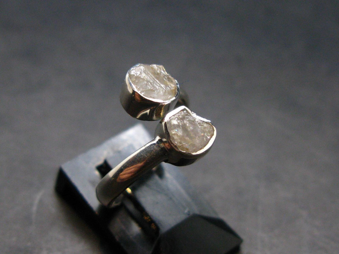 Gray Herderite Silver Ring from Africa - Size 5 - 2.10 Grams