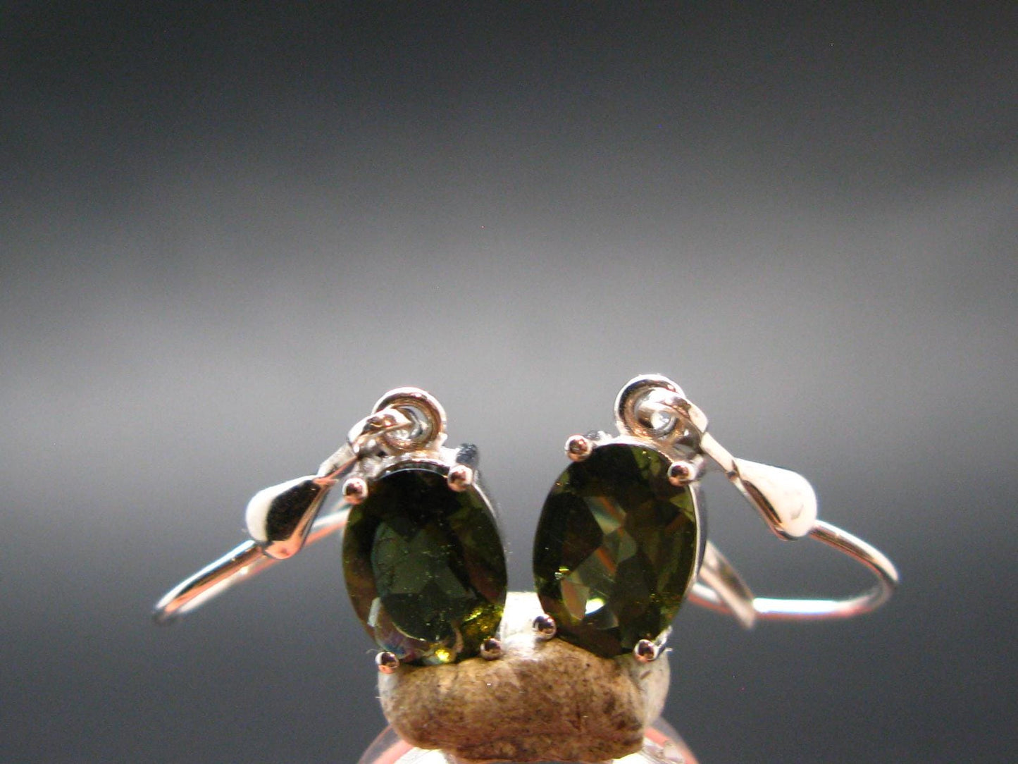 Moldavite Tektite Silver Earrings from Czech Republic - 1.95 Grams