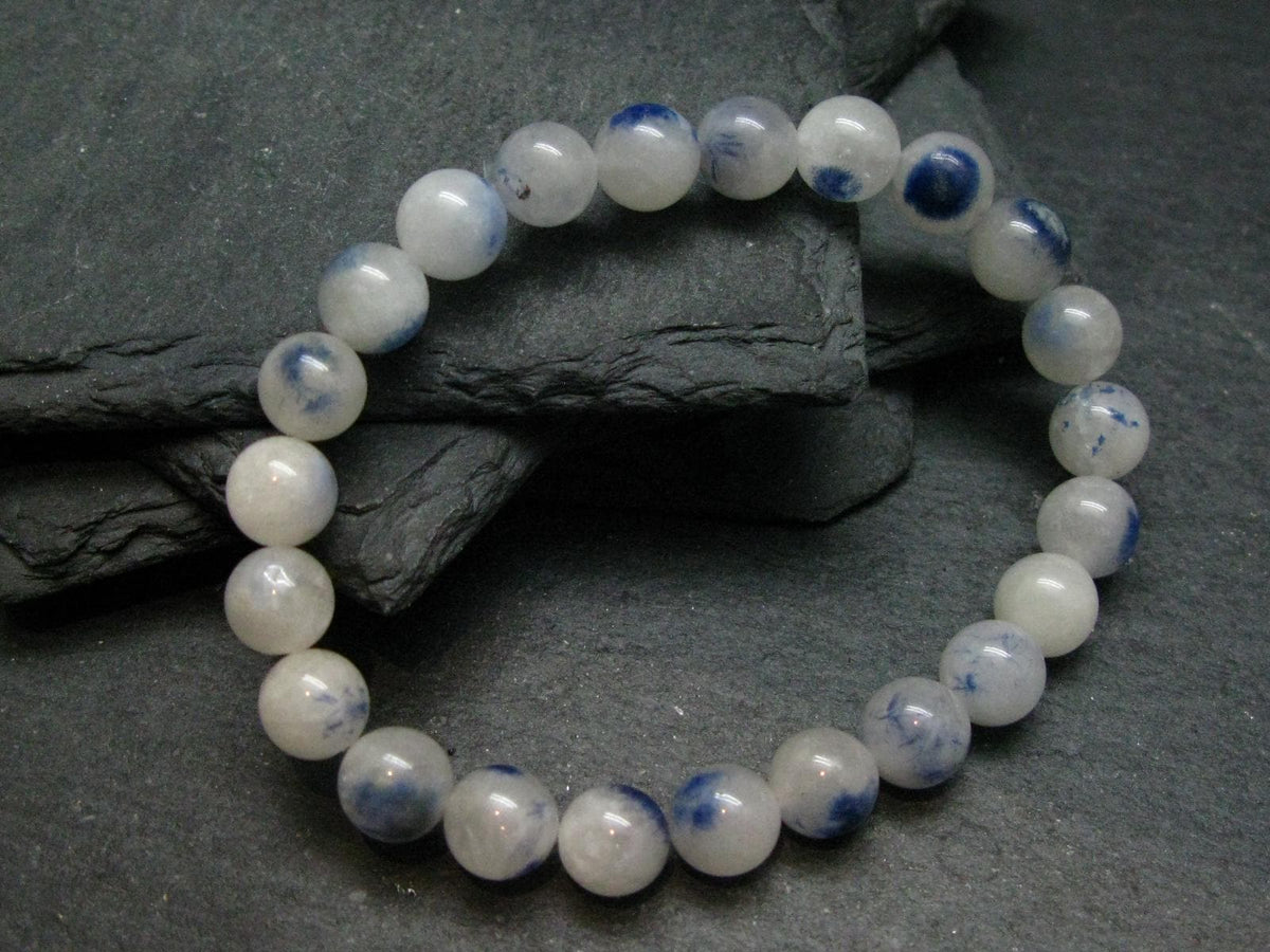 Dumortierite In Quartz Genuine Bracelet ~ 7 Inches ~ 8mm Round Beads