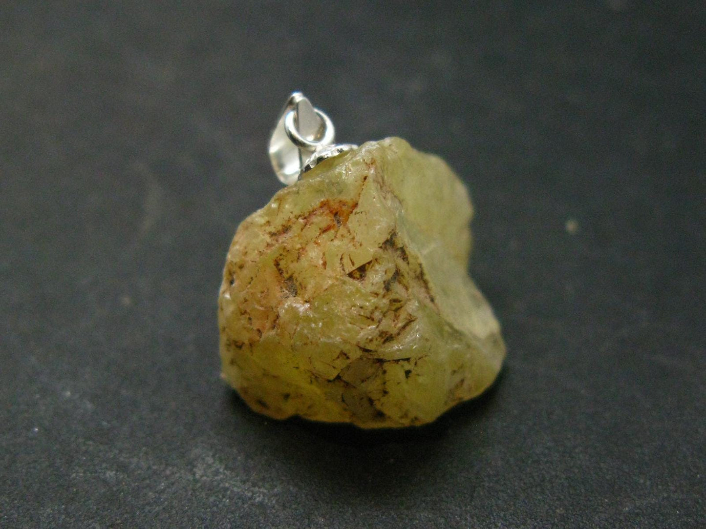 Large Natural Agni Gold Danburite Sterling Silver Pendant from Tanzania - 1.1" - 5.12 Grams