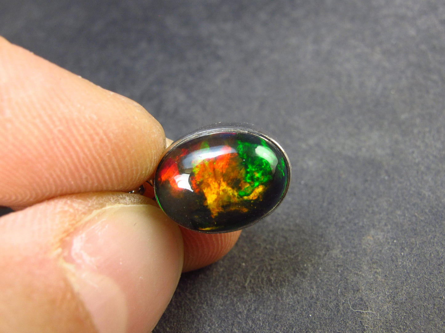 Rare Black Opal Sterling Silver Pendant from Australia - 0.7" - 1.65 Grams