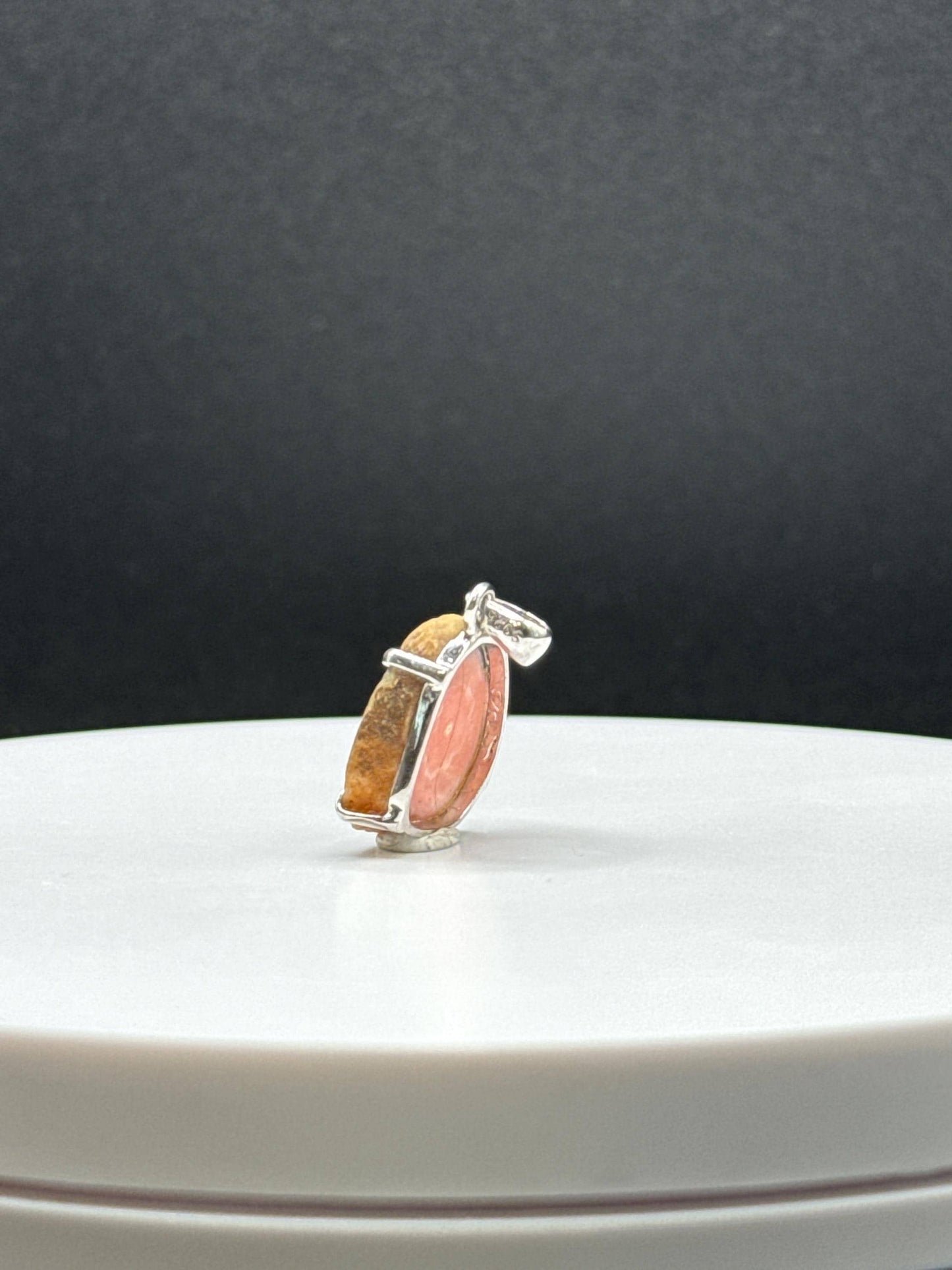 Natural Rhodochrosite Pendant in Sterling Silver | Pink Crystal Necklace Charm | Jewelry Gift