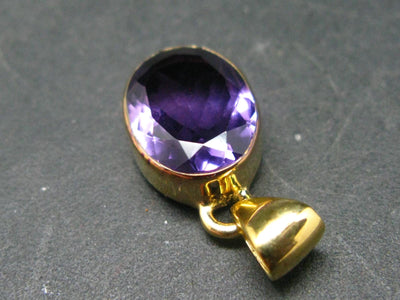 Amethyst Sterling Silver Gold Plated Pendant From Brazil - 0.9" - 2.61 Grams