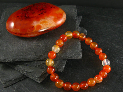 Carnelian Genuine Bracelet ~ 7 Inches ~ 8mm Round Beads