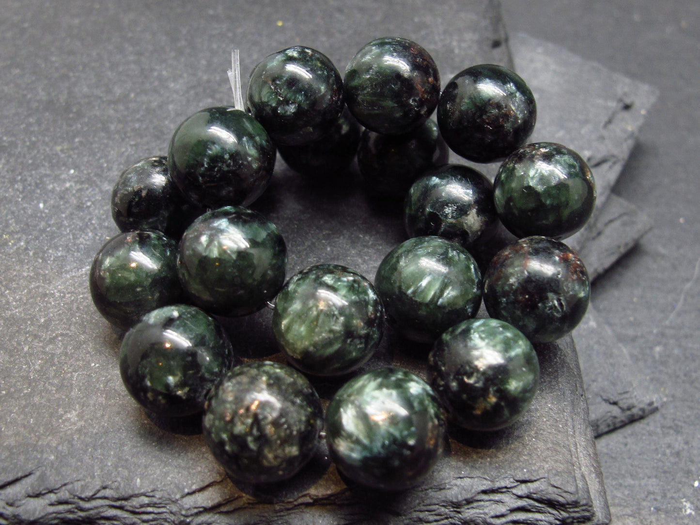 Seraphinite Clinochlore Genuine Bracelet ~ 7 Inches ~ 10mm Round Beads