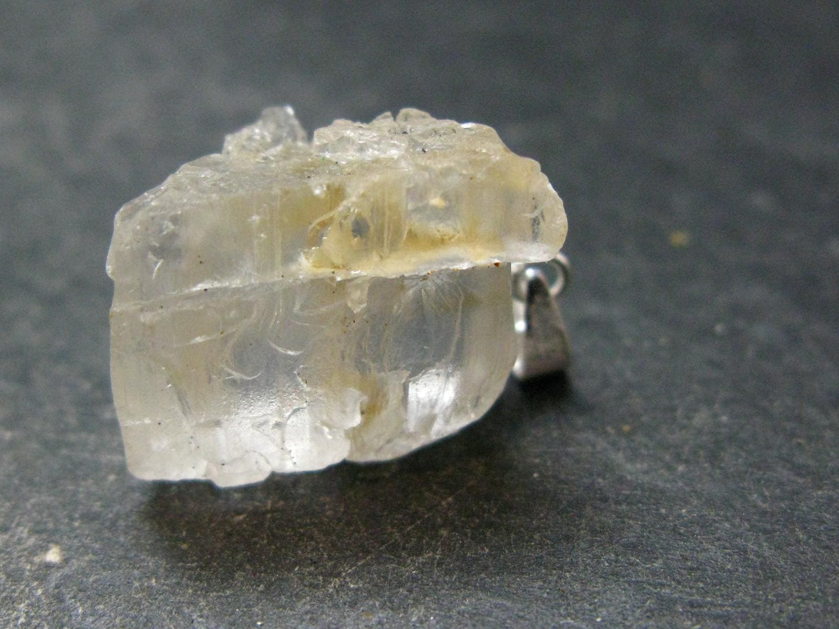 Clear Petalite Crystal Silver Pendant from Brazil - 0.9" - 4.13 Grams