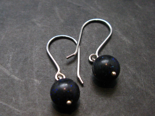 Rare Black Opal Silver |Earrings From Australia - 1.0" - 2.06 Grams