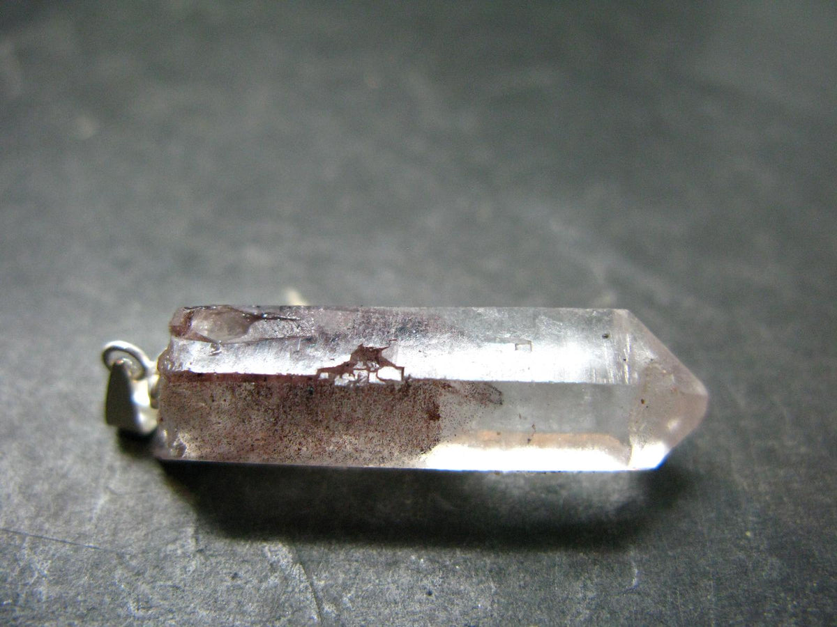 Phantom Hematite in Quartz Crystal Pendant From India - 1.5" - 4.46 Grams