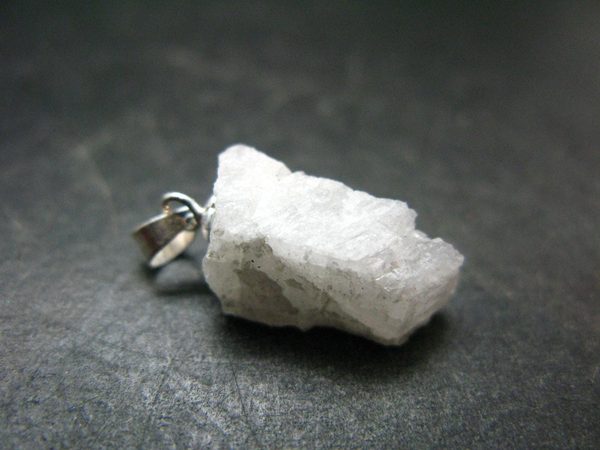 Natrolite Sterling Silver Pendant Necklace From Russia - 0.9" - 1.28 Grams