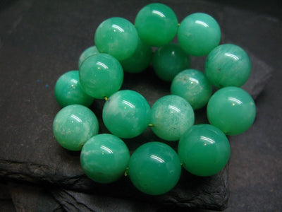 Chrysoprase Genuine Bracelet ~ 7.5 Inches ~ 14mm Round Beads