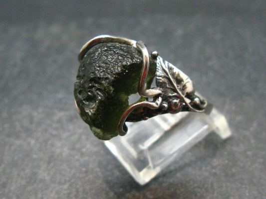 Moldavite Tektite Silver Ring from Czech Republic - 8.5 Size - 6.33 Grams