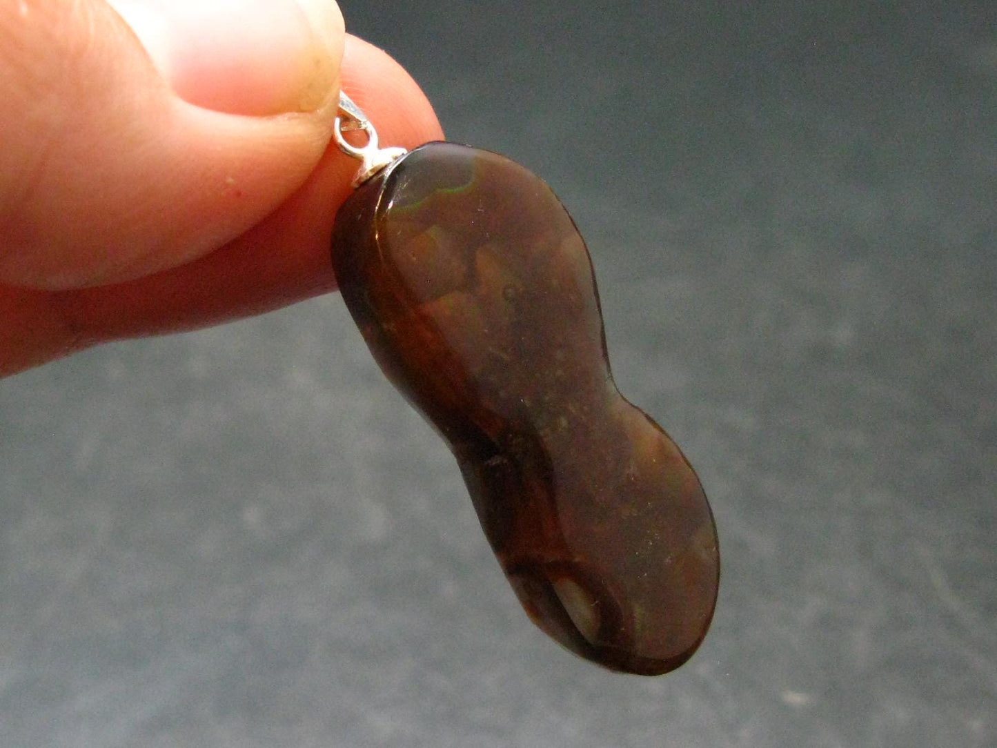 Fire Agate Silver Pendant From Mexico - 1.6" - 5.40 Grams