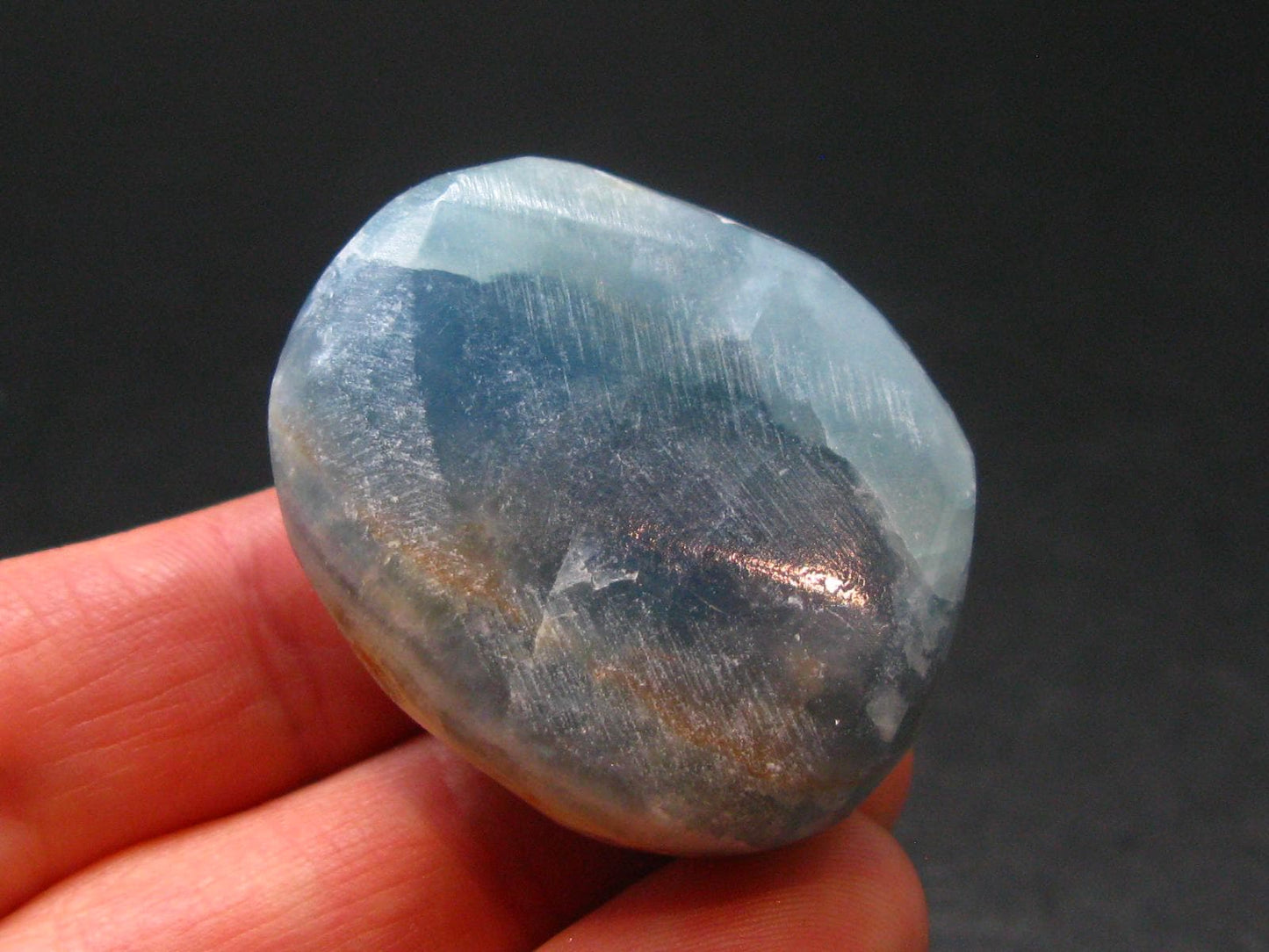 Nice Lemurian Aquatine Blue Calcite Tumbled From Argentina - 1.4" - 27.40 Grams
