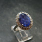 Tanzanite (Zoisite) Faceted Sterling Silver Ring With CZ - 5.44 Grams - Size 8