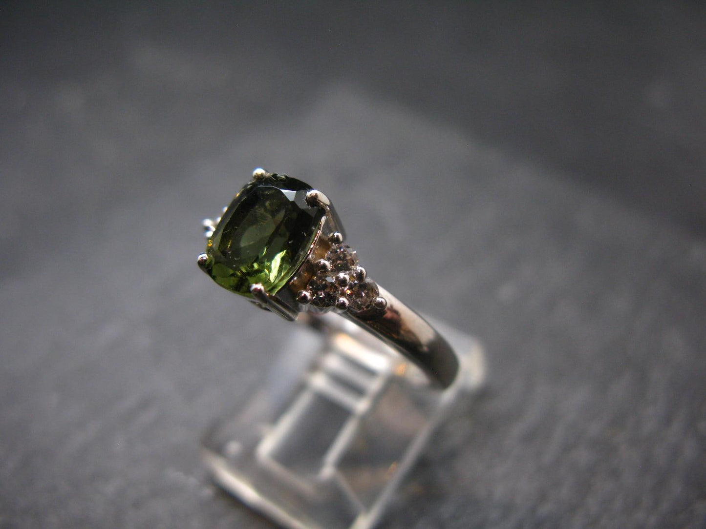 Moldavite Sterling Silver Ring From Czech Republic - Size 7.75 - 2.84 Grams