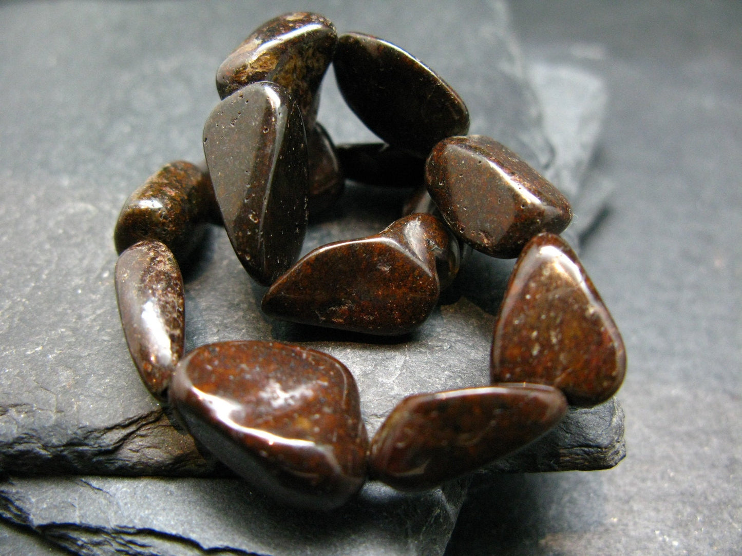 Meteorite Chondrite Genuine Bracelet ~ 7 Inches ~ 15mm Tumbled Beads