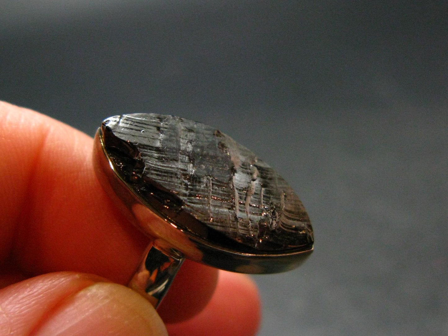 Unpolished Elite Shungite Silver Ring from Russia - Size 6 - 4.52 Grams