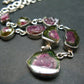 Watermelon Tourmaline Crystal Silver Necklace from Brazil - 18.5" - 25.5 Grams
