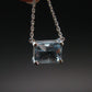 Stunning Genuine Faceted Aquamarine Gem Sterling Silver Pendant With Chain From Brazil - 17"