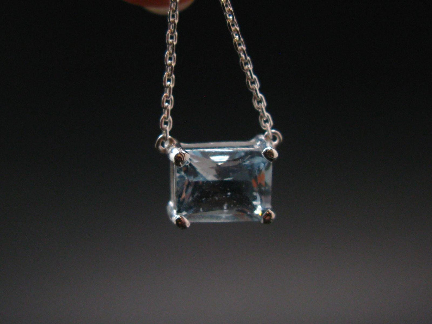 Stunning Genuine Faceted Aquamarine Gem Sterling Silver Pendant With Chain From Brazil - 17"
