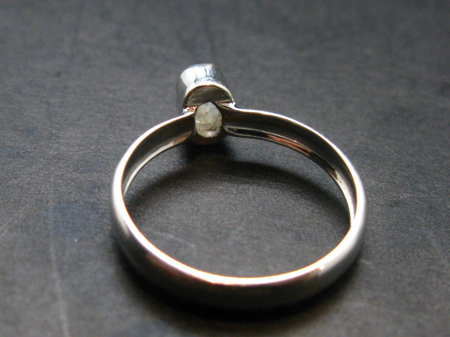 Gray Herderite Silver Ring from Africa - Size 7 - 1.67 Grams