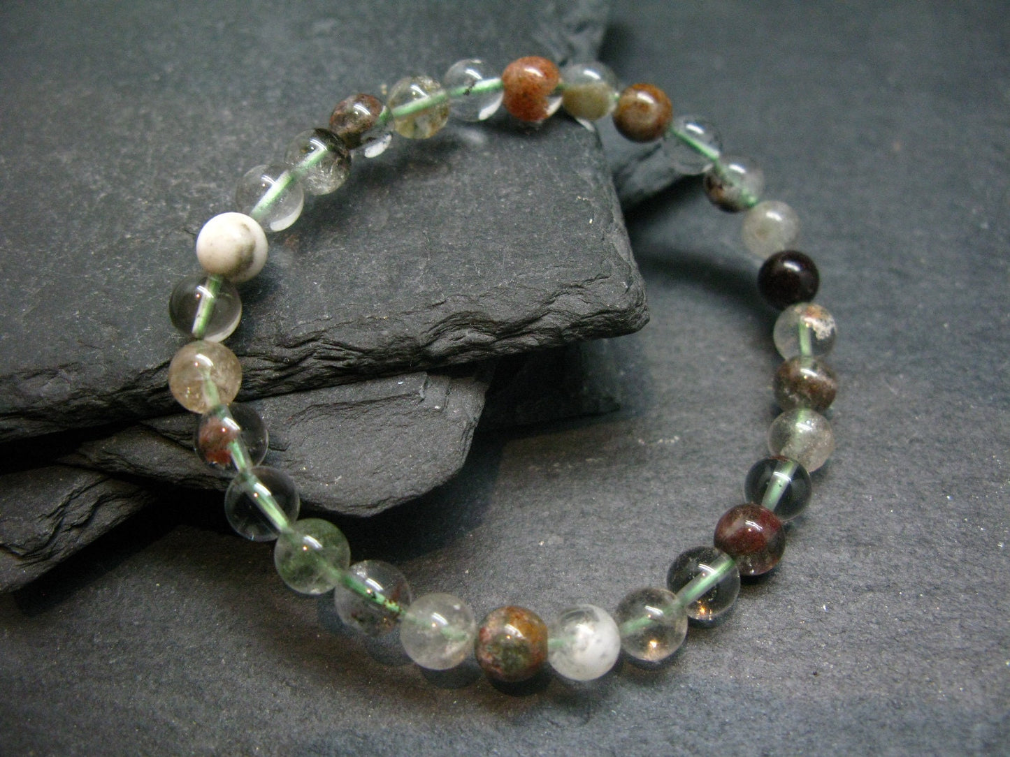 Phantom Quartz Genuine Bracelet ~ 7 Inches ~ 6mm Round Beads
