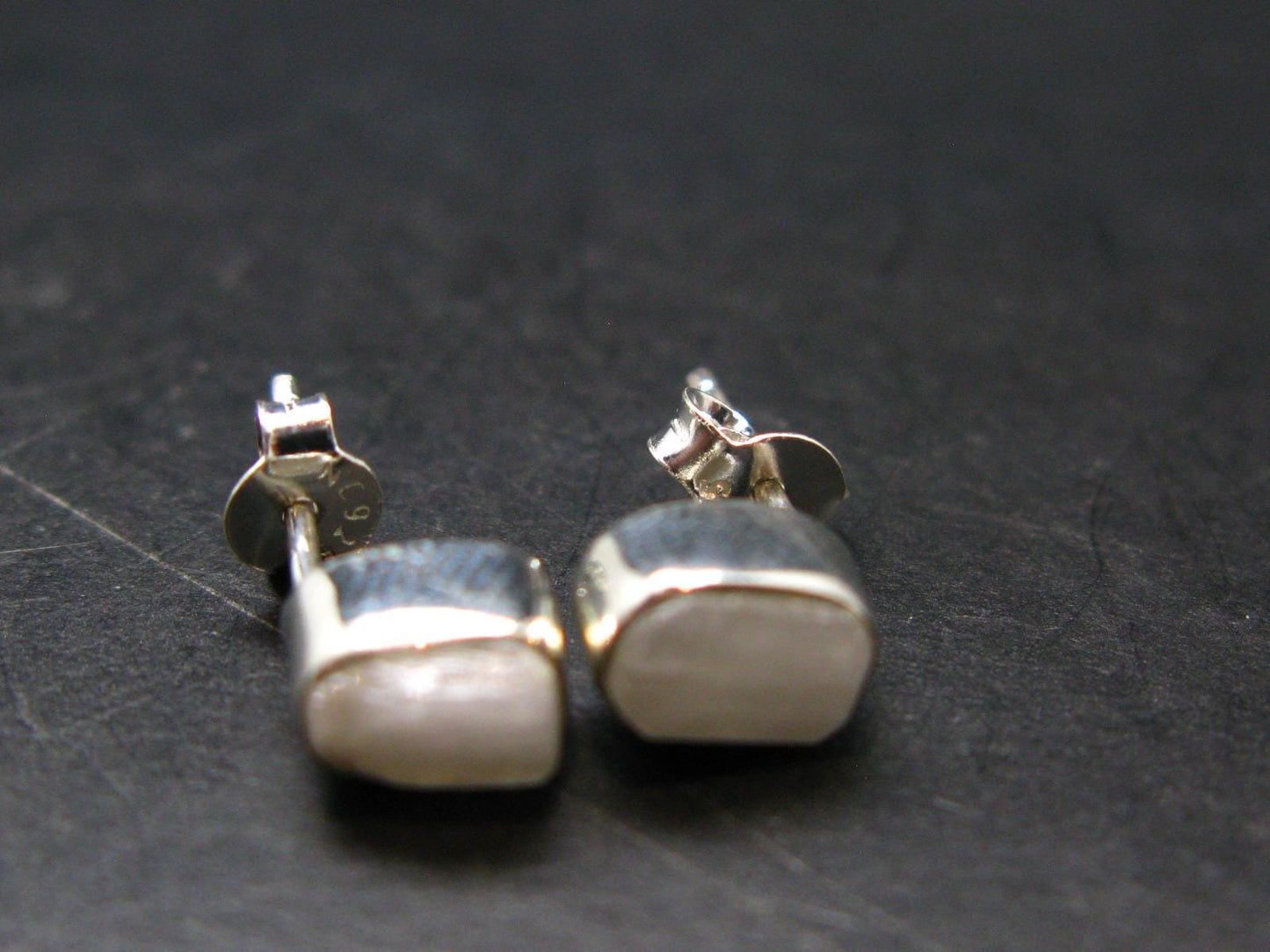 Natrolite Stud Earrings Sterling Silver From Tanzania - 1.36 Grams