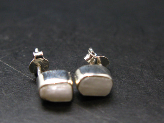 Natrolite Stud Earrings Sterling Silver From Tanzania - 1.36 Grams