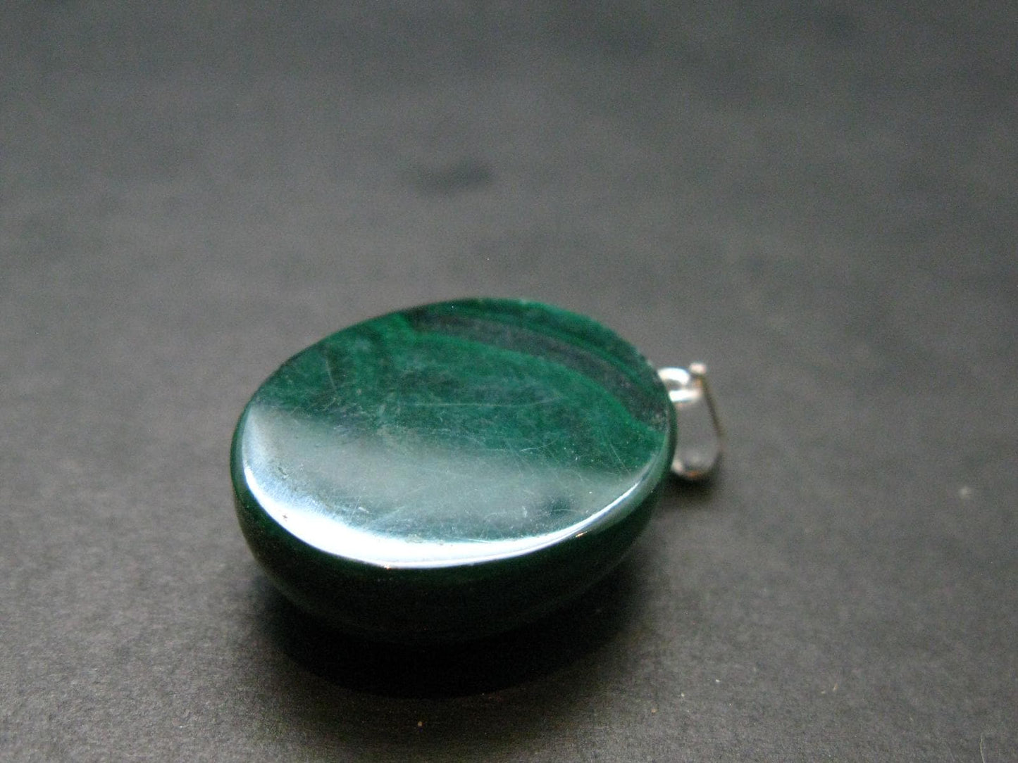 Queen of Green!! Genuine Vivid Vibrant Green Malachite Sterling Silver Pendant - 1.1" - 7.94 Grams