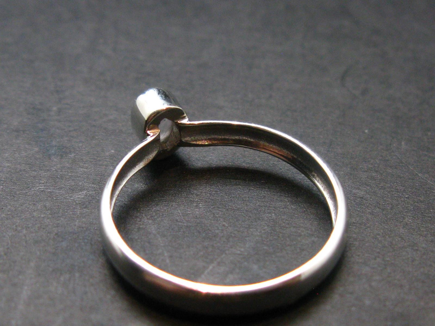 Gray Herderite Silver Ring from Africa - Size 8 - 1.71 Grams