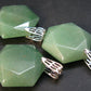 Lot of 3 Hexagonal Shape Star Of David Natural Green Aventurine Pendant from India