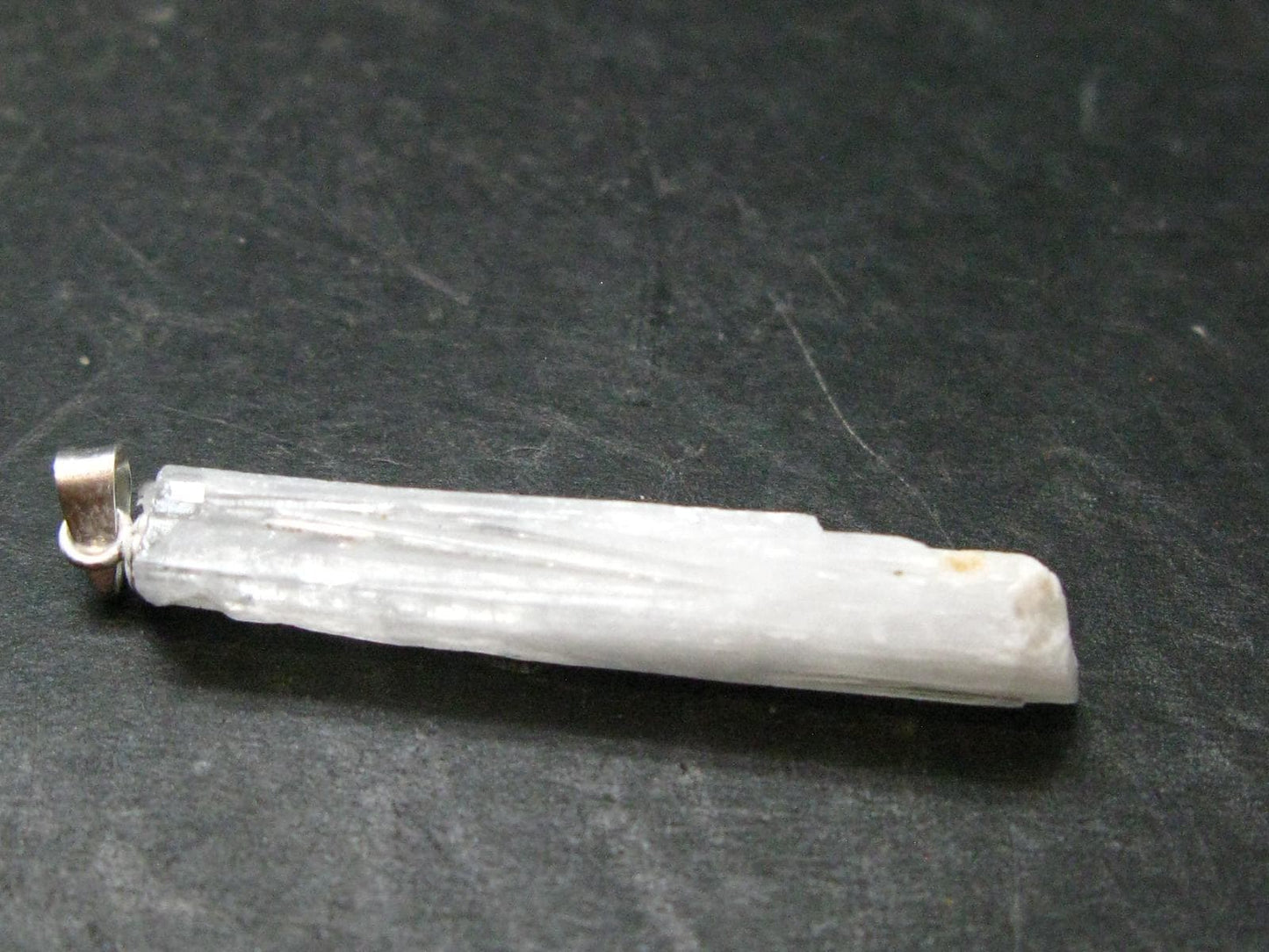 Rare Clear Natrolite Crystal Silver Pendant From Tanzania - 1.7" - 2.0 Grams