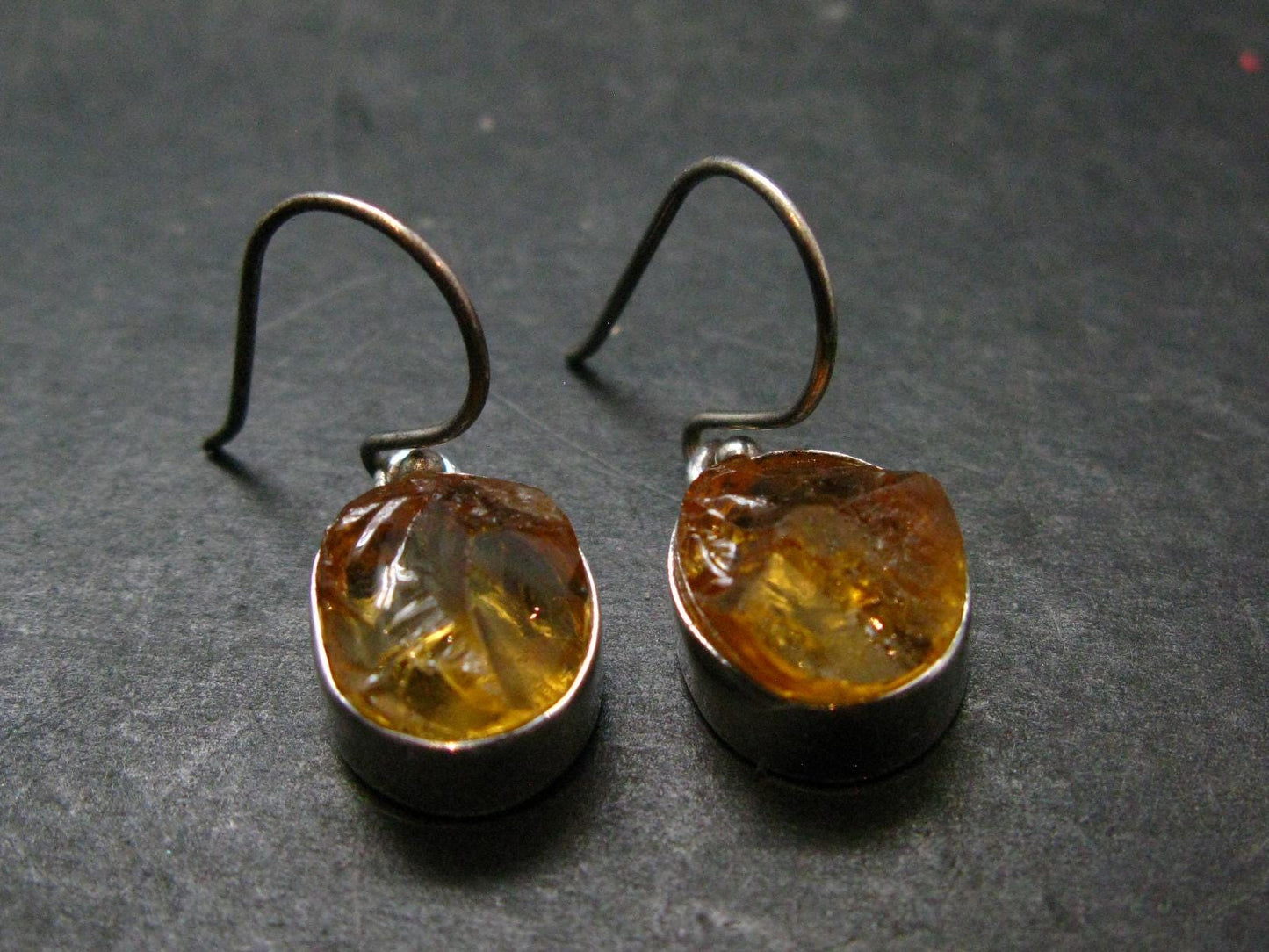 Stone of Success!! Natural Golden Yellow Citrine 925 Sterling Silver Drop Earrings - 5.61 Grams